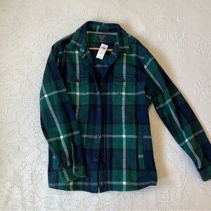 Abercrombie & Fitch Green and Blue Plaid Button Down Shacket